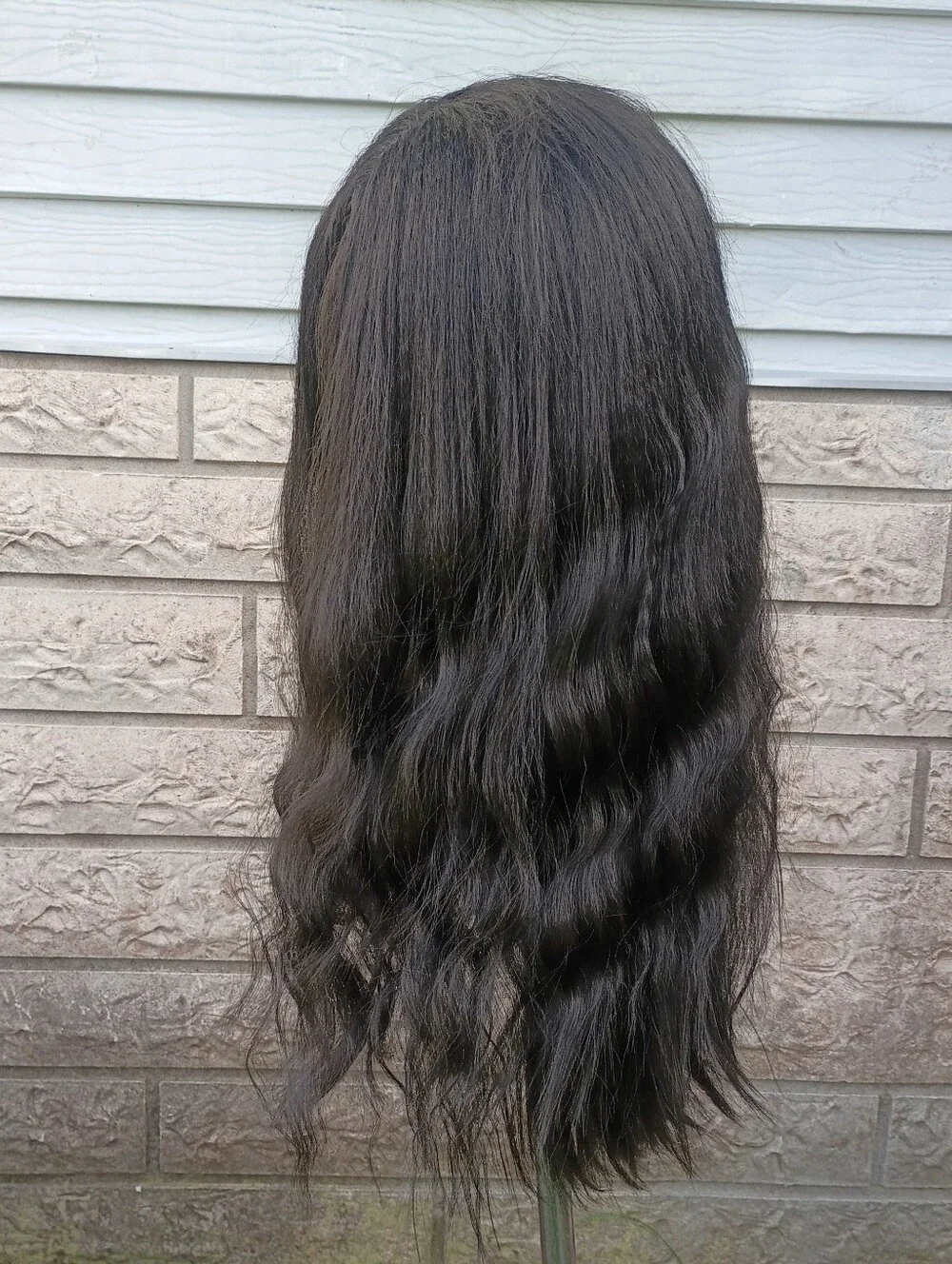 Long Natural Black Wig - Soft Waves
